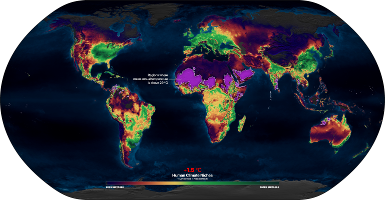 Heat map of the world showing hotspots.