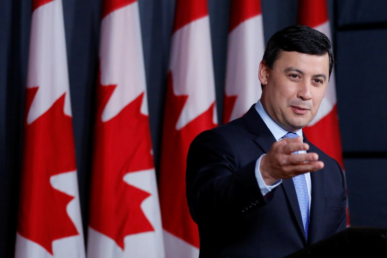 Canadian politician Michael Chong speaks during a news conference in 2016