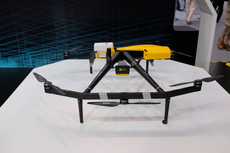 A delivery drone developed by Meituan is displayed at the World Artificial Intelligence Conference (WAIC) in Shanghai, China July 8, 2021. Picture taken July 8, 2021. REUTERS/Yilei Sun