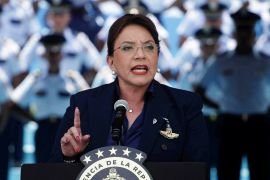 Honduras President Xiomara Castro, seen here delivering a speech in April, has sought greater commercial ties with China [File: Fredy Rodriguez/Reuters]