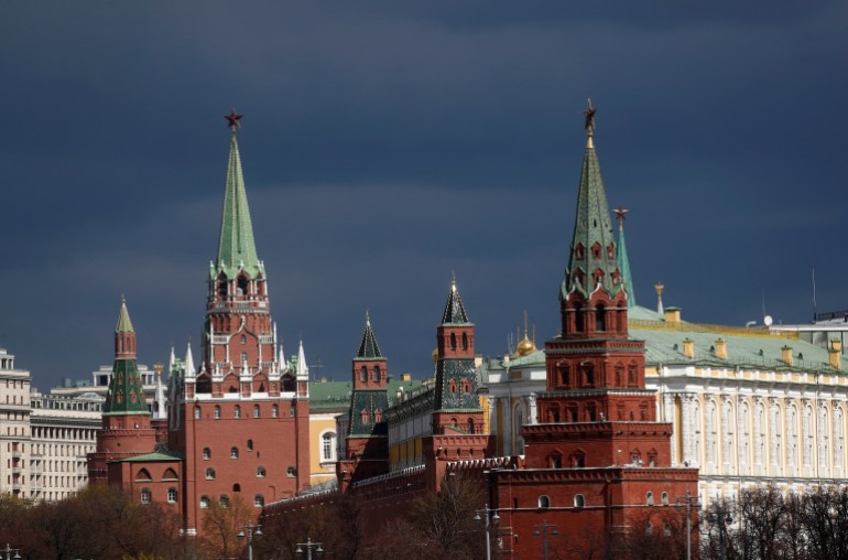 Genel bir görünüm Moskova'daki Kremlin'i gösteriyor