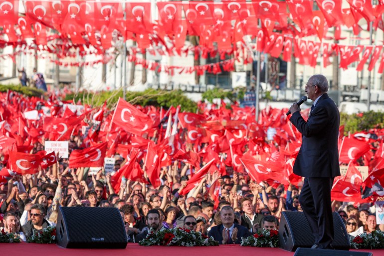 Kemal Kilicdaroglu, presidential candidate of Turkey's main opposition alliance speaking