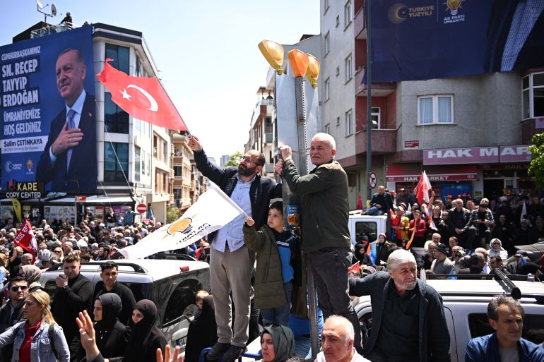 People gather at an Erdogan rally