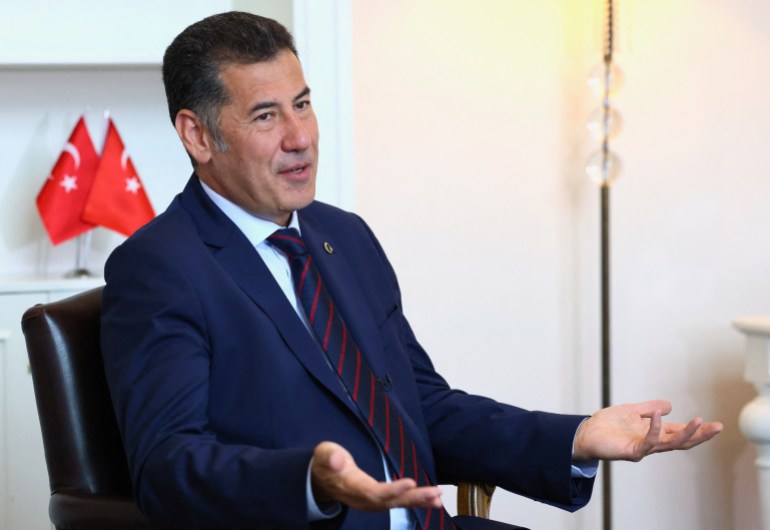 Sinan Ogan, presidential candidate of Turkey's right-wing nationalist Ata Alliance in the May 14 Turkish presidential elections, speaks during an interview with Reuters in Ankara,