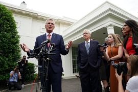 US congressional leaders, including House Speaker Kevin McCarthy, have been meeting with President Joe Biden for debt limit talks this month [File: Kevin Lamarque/Reuters]