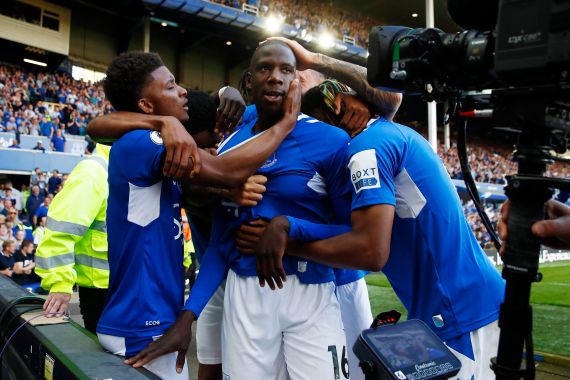 Everton's Abdoulaye Doucoure celebrates scoring their first goal