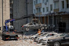 Kyiv has been subjected to air raids regularly in May [Alina Smutko/Reuters]