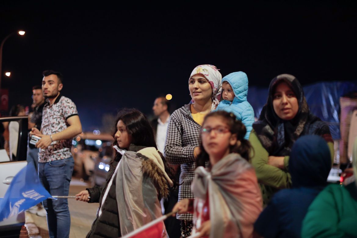 Erdogan supporters gather and cheer in Gaziantep, Turkey