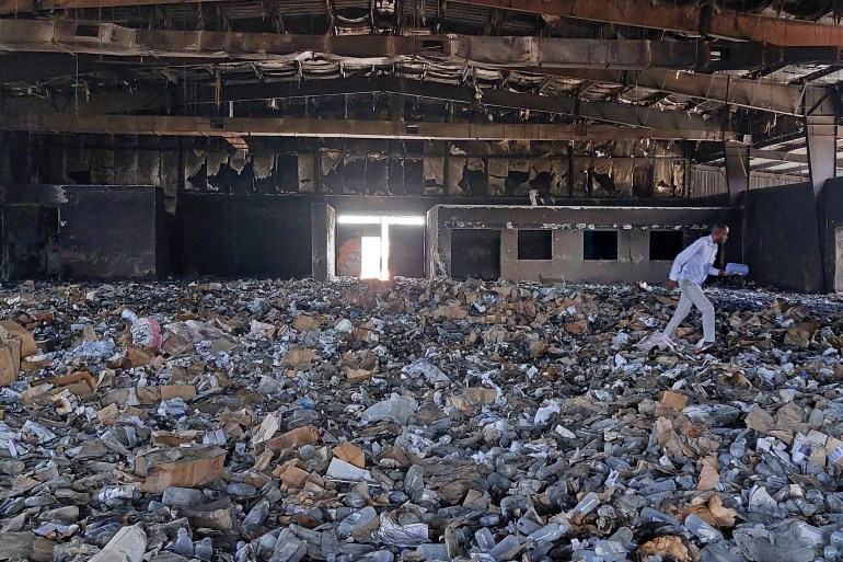 This photo taken on May 2, 2023 shows a destroyed medical warehouse in Nyala, the capital of Sudan's South Darfur province.