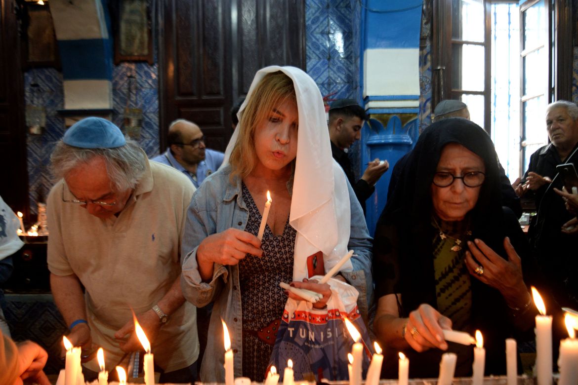 Jewish pilgrims pray at the Ghriba synagogue in Tunisia's southern resort island of Djerba