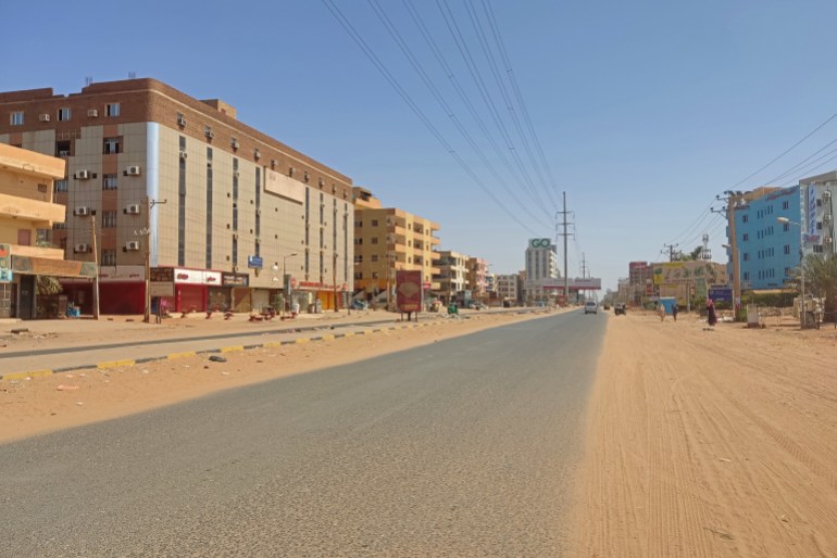 This photo shows a deserted street in the south of Khaartoum