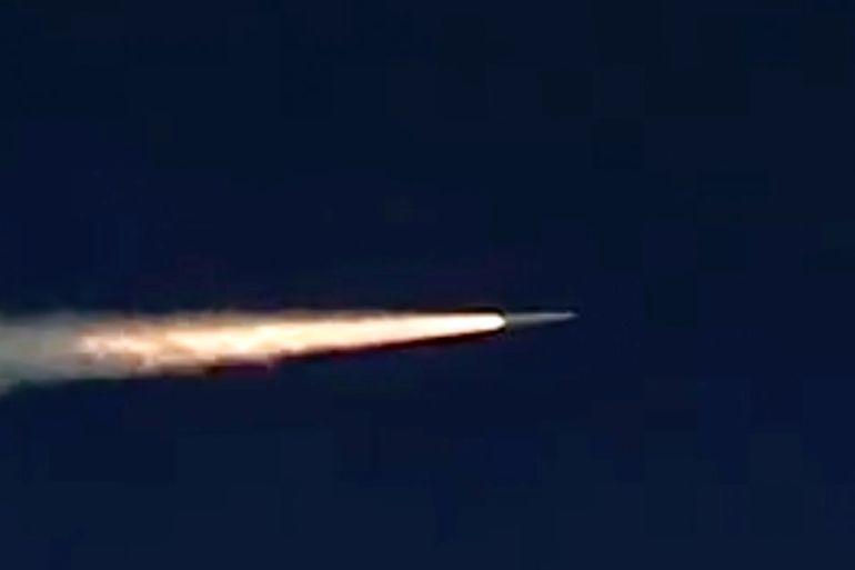 In this photo made from the footage taken from Russian Defense Ministry official web site on Sunday, March 11, 2018, a Russia's Kinzhal hypersonic missile flies during a test in southern Russia. Russian military says it has run a successful test of the Kinzhal missile, that President Vladimir Putin sited among several other new nuclear weapons that would bolster the nation's military capability. ((AP Photo/ Russian Defense Ministry Press Service, File)