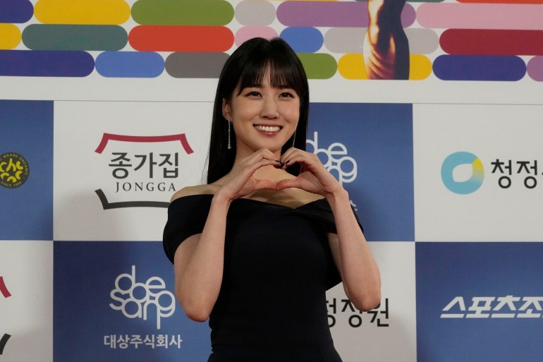 South Korean actress Park Eun-bin poses during the Blue Dragon Awards in Seoul, South Korea, in November 2021.