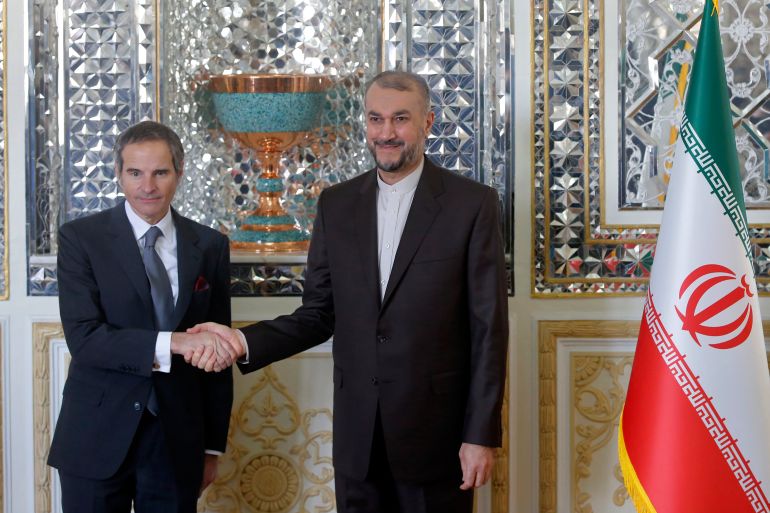 IAEA Director General Rafael Mariano Grossi and Iran's Foreign Minister Hossein Amirabdollahian