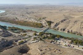 An aerial view of the Helmand River, south of Kabul, Afghanistan. It flows across the border to Iran&#39;s eastern regions [File: Heidi Vogt/ AP Photo]