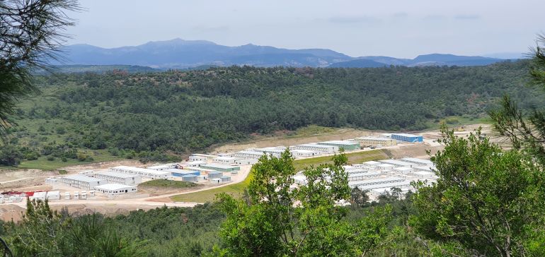 The new refugee camp under construction at Greece's Vastria, capable of holding 5,000 people