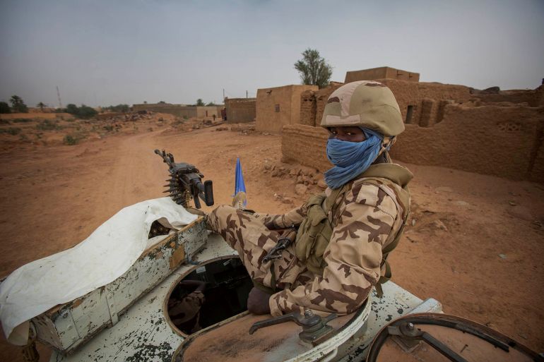 Members of MINUSMA Chadian contingent patrol in Kidal, Mali December 17, 2016.