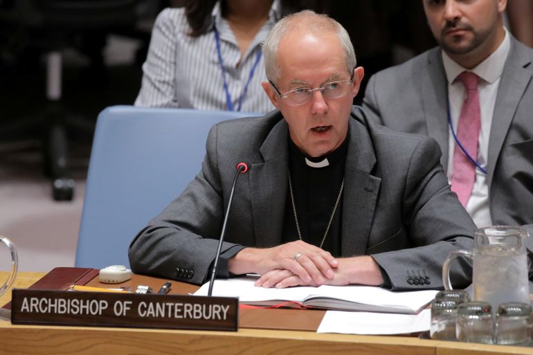 Archbishop of Canterbury Justin Welby addresses the United Nations Security Council during an open debate on maintenance of international peace and security at the United Nations Headquarters in New York City, New York, U.S., August 29, 2018. [Andrew Kelly/Reuters]