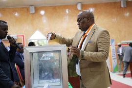 A member of parliament for the semi-autonomous region of Puntland casts his vote in Puntland's presidential election in Garowe, Puntland state, northeastern Somalia, January 8, 2019