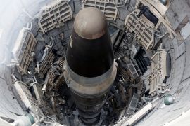The Titan Missile, shown from above during a tour of the 103-foot Titan II Intercontinental Ballistic Missile (ICBM) site which was decommissioned in 1982, at the Titan Missile Museum in Sahuarita, Arizona, U.S., February 2, 2019.  REUTERS/Nicole Neri