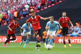 Soccer Football - FA Cup Final - Manchester City v Manchester United - Wembley Stadium, London, Britain - June 3, 2023 Manchester United&#39;s Bruno Fernandes scores their first goal from the penalty spot REUTERS/Carl Recine