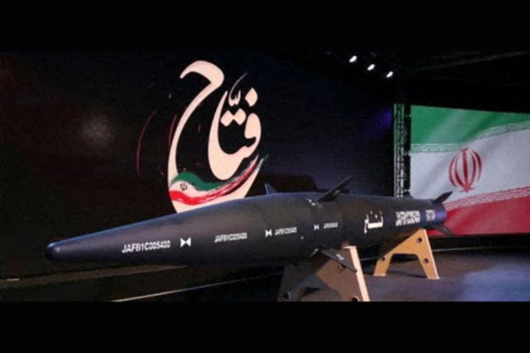 A new hypersonic ballistic missile called "Fattah" with a range of 1400 km, unveiled by Iran,