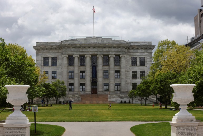 FILE PHOTO: A panoramic view of Harvard Medical School in Longwood Medical District in Boston, Massachusetts, U.S., May 15, 2022. Photos were taken with a drone. Photo taken on May 15, 2022. REUTERS/Brian Snyder/File Photo