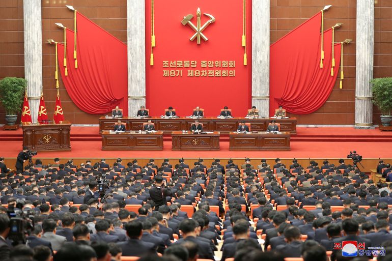 North Korean leader Kim Jong Un attends the 8th enlarged Plenary Meeting of the 8th Central Committee of the Workers' Party of Korea, in Pyongyang, North Korea, in this photo released by North Korea's Korean Central News Agency (KCNA) on June 17, 2023. KCNA via REUTERS ATTENTION EDITORS - THIS IMAGE WAS PROVIDED BY A THIRD PARTY. REUTERS IS UNABLE TO INDEPENDENTLY VERIFY THIS IMAGE. NO THIRD PARTY SALES. SOUTH KOREA OUT. NO COMMERCIAL OR EDITORIAL SALES IN SOUTH KOREA.