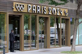 A view shows the Pulse building, the headquarters of the Paris 2024 Olympics organizing committee,