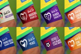 A combination mock-up picture shows the armbands that FIFA says team captains will be permitted to wear during the 2023 FIFA Women's World Cup, in this undated handout image released June 30, 2023 [FIFA via Reuters]