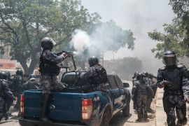 Police fire tear gas at supporters of opposition leader Ousmane Sonko in Dakar, Senegal, on June 1, 2023, during unrest following his sentencing to two years in prison [Guy Peterson/AFP]