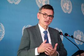 Volker Perthes, the UN envoy for Sudan, speaks during a conference in Khartoum, Sudan, in 2022 [File: AP]