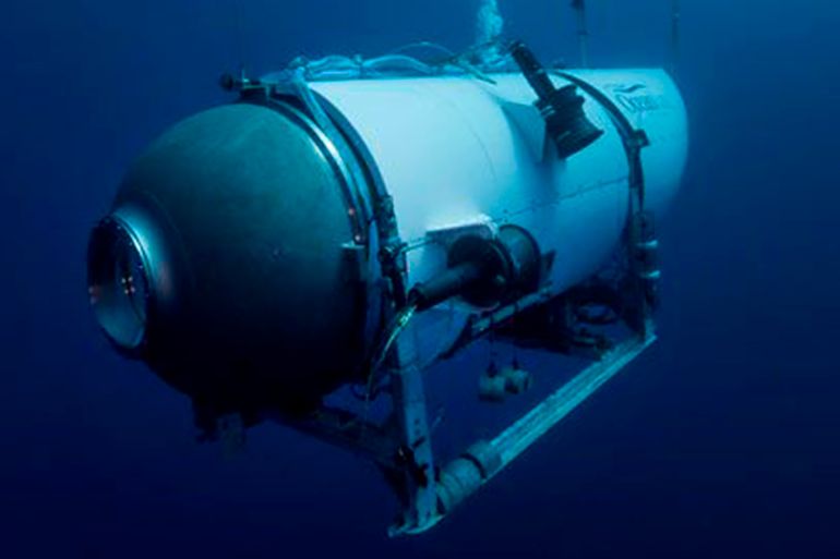 This undated image provided by OceanGate Expeditions in June 2021 shows the company's Titan submersible. Rescuers are racing against time to find the missing submersible carrying five people, who were reported overdue Sunday night