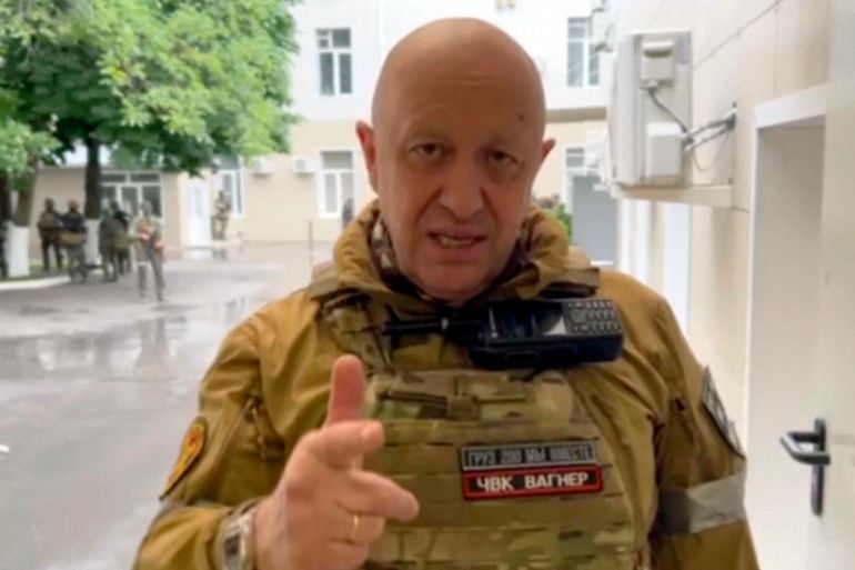 In this handout photo taken from video released by Prigozhin Press Service, Yevgeny Prigozhin, the owner of the Wagner Group military company,