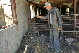 Settlers from the illegal outpost of Homesh burned down Palestinian farmer and herder Samer Rashed Masood&#39;s barn last week, costing him at least 100,000 shekels ($27,000) [Zena Al Tahhan/Al Jazeera]