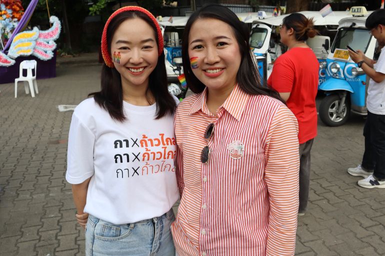 Phuthita with Phetcharat Maichompoo (another MFP MP-elect in her 30s) at Chiang Mai Pride