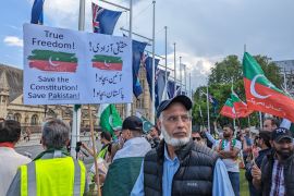 Supporters of Pakistan's Imran Khan protest in London, the UK