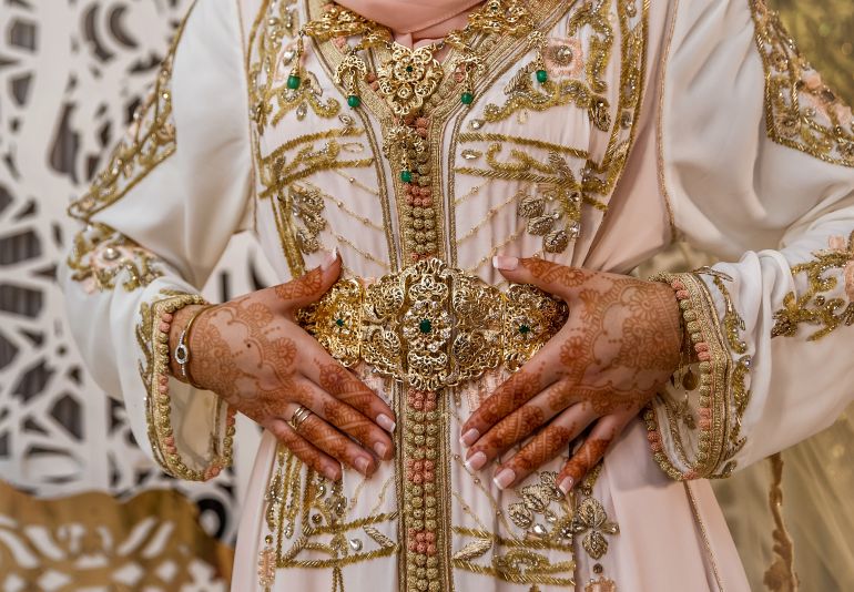Amazigh couple in traditional Amazigh wedding attire. Photographer: Ahmed Adnan Alsharateha.