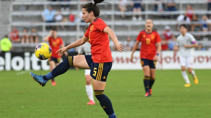 Spain defender Ivana Andres (5) controls the ball in the second half against Team Japan during the She Believes Cup soccer series at Exploria Stadium.