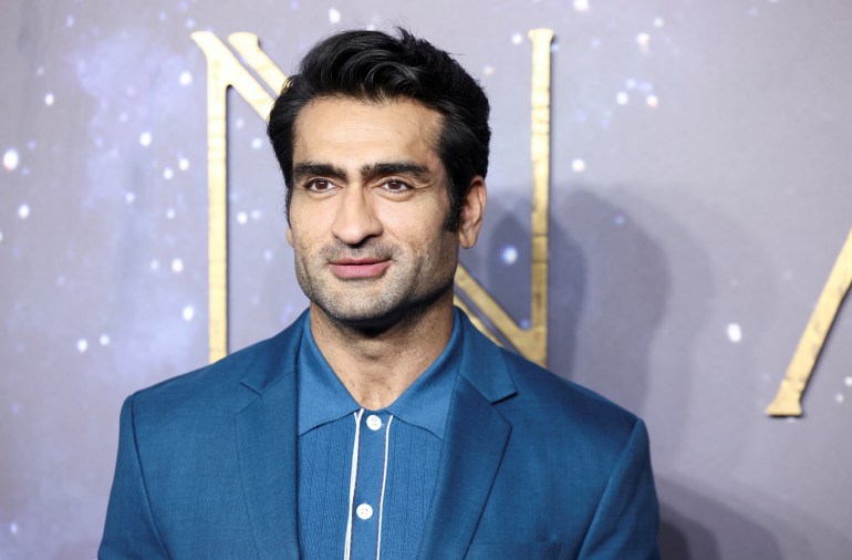 Cast member Kumail Nanjiani arrives for a screening of the film "Eternals" in London