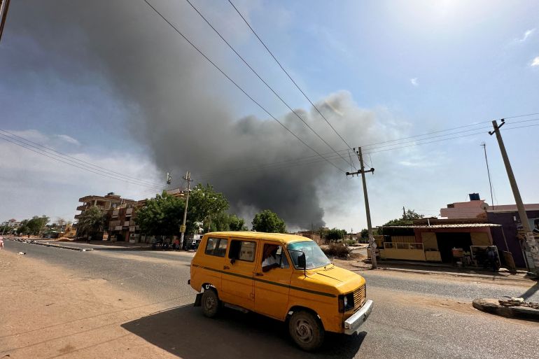 Smoke rises during clashes between the army and the paramilitary Rapid Support Forces (RSF), in Omdurman, Sudan, on July 4, 2023.