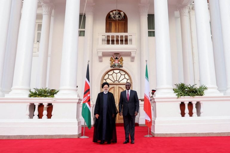 Kenya's President William Ruto meets Iranian President Ebrahim Raisi during his official visit at the State House in Nairobi, Kenya, July 12, 2023