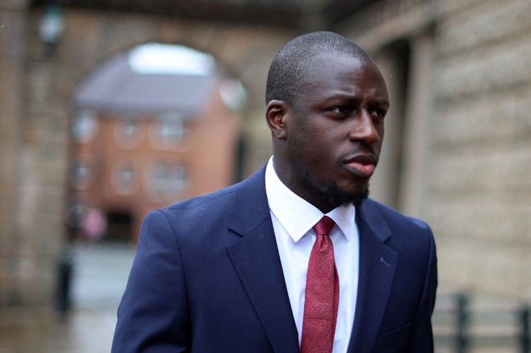Footballer Benjamin Mendy arrives at Chester Crown Court for his trial following allegations of rape and sexual assault