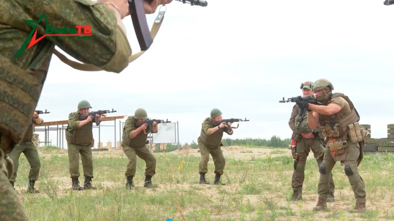 Russian Wagner mercenary group conducts training for Belarusian soldiers