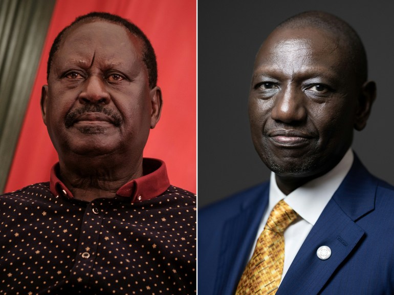 Combination of file photos of Kenyan opposition leader Raila Odingya and President William Ruto