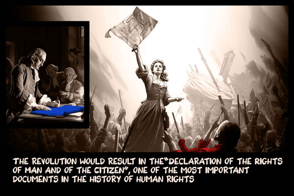 The revolution would result in the “Declaration of the Rights of Man and of the Citizen”, one of the most important documents in the history of human rights, enshrining as it does rights and freedoms that all individuals are deemed entitled to.