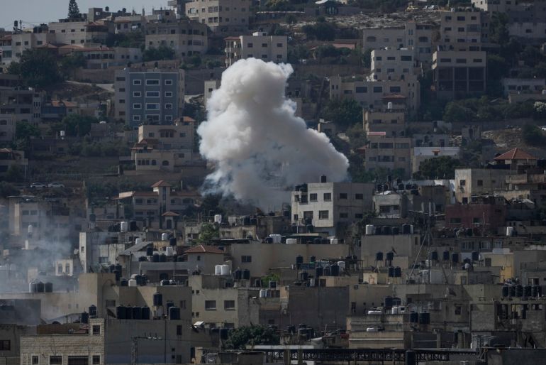 Smoke rises from densely populated Jenin refugee camp