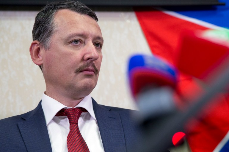 Igor Girkin, also know as Igor Strelkov, the former military chief for Russia-backed separatists in eastern Ukraine, holds a news conference in Moscow