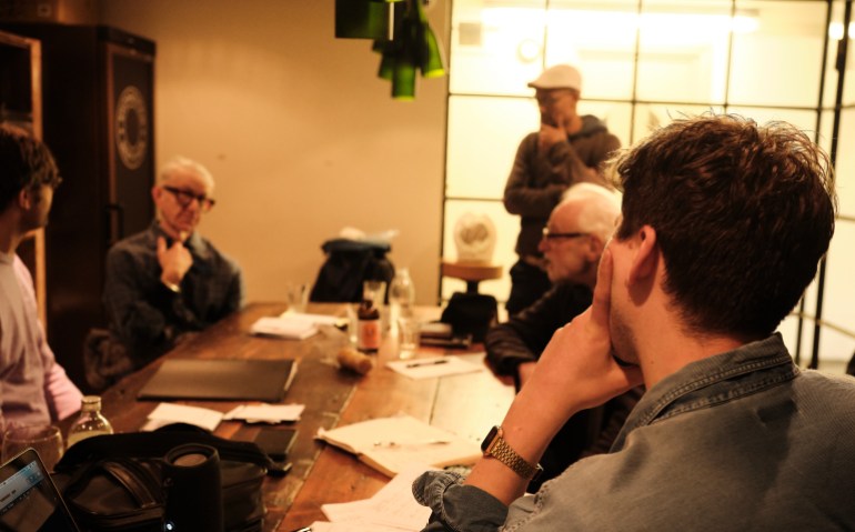 236: From left to right: Thomas, Spyridon, Donald, Bruce Sherfield and Christian during rehearsal at Westland Place, London, March 2023 © Anna Pivovarchuk