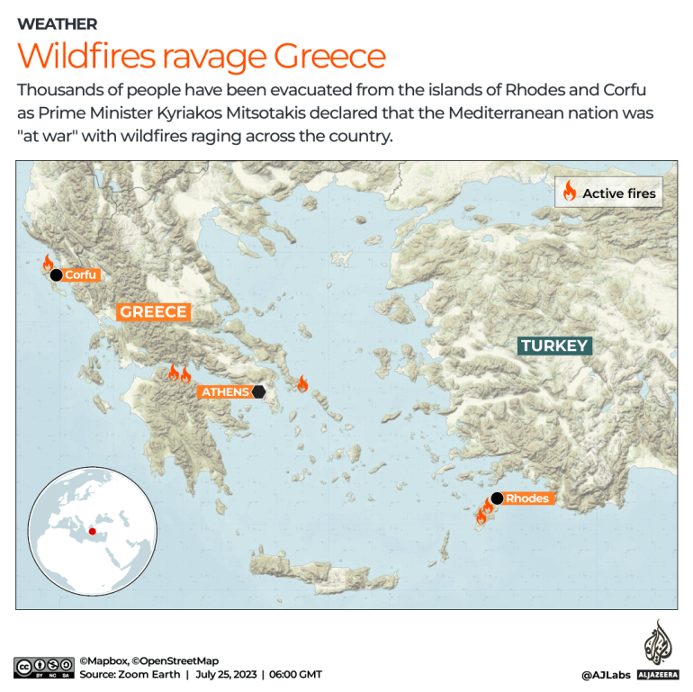 ‘Estamos en guerra’: más evacuaciones mientras Grecia lucha contra los incendios forestales |  Noticias sobre la crisis climática